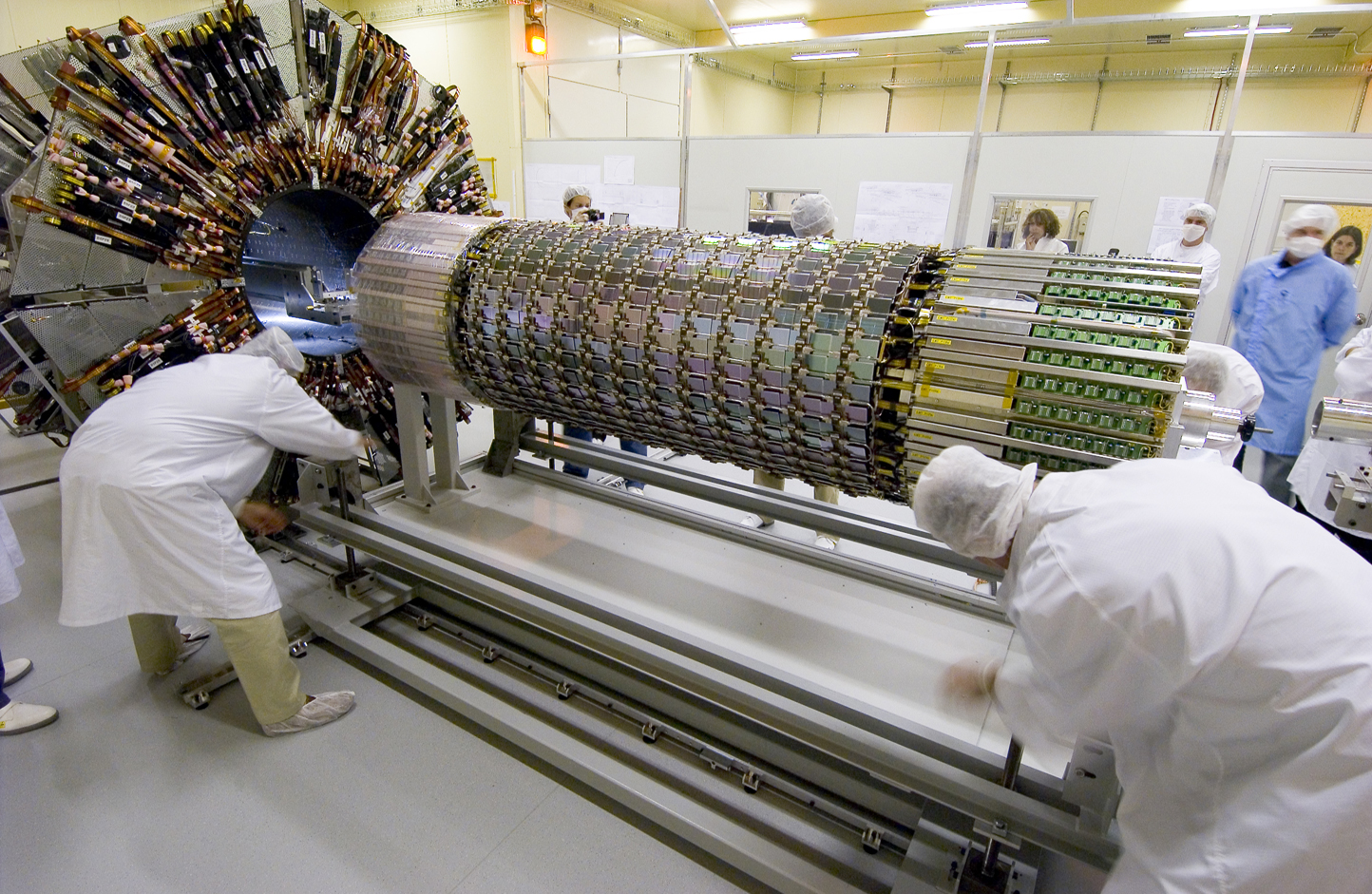 Workers assembling the ATLAS SemiConductor Tracker